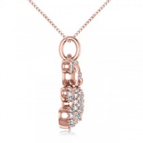 Diamond Accented Teddy Bear Pendant Necklace in 14k Rose Gold (0.28ct)