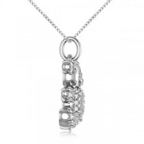 Diamond Accented Teddy Bear Pendant Necklace in 14k White Gold (0.28ct)