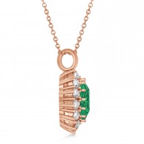 Oval Emerald and Diamond Pendant Necklace 18K Rose Gold (5.40ctw)