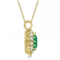 Oval Emerald and Diamond Pendant Necklace 18K Yellow Gold (5.40ctw)