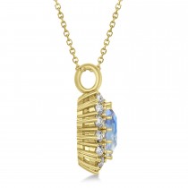 Oval Moonstone and Diamond Pendant Necklace 14k Yellow Gold (5.40ctw)