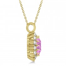 Oval Pink Sapphire & Diamond Pendant Necklace 18K Yellow Gold 5.40ctw