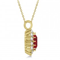 Oval Ruby and Diamond Pendant Necklace 18K Yellow Gold (5.40ctw)