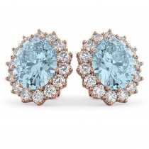 Oval Aquamarine & Diamond Accented Earrings 14k Rose Gold (10.80ctw)