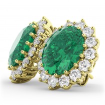 Oval Emerald and Diamond Earrings 14k Yellow Gold (10.80ctw)