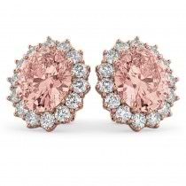 Oval Morganite and Diamond Earrings 14k Rose Gold (10.80ctw)
