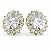 Oval Moissanite & Diamond Accented Earrings 14k Yellow Gold (10.80ctw)