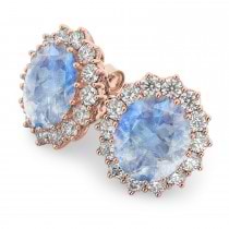 Oval Moonstone & Diamond Accented Earrings 14k Rose Gold (10.80ctw)