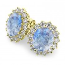 Oval Moonstone & Diamond Accented Earrings 14k Yellow Gold (10.80ctw)