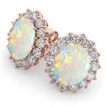 Oval Opal & Diamond Accented Earrings 14k Rose Gold (10.80ctw)
