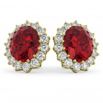 Oval Ruby and Diamond Earrings 14k Yellow Gold (10.80ctw)