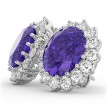Oval Tanzanite & Diamond Accented Earrings 14k White Gold (10.80ctw)