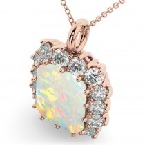 Emerald Cut Opal & Diamond Pendant 14k Rose Gold (5.68ct)