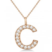 Customized Block-Letter Pave Diamond Initial Pendant in 14k Rose Gold