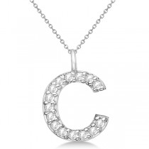 Customized Block-Letter Pave Diamond Initial Pendant in 14k White Gold