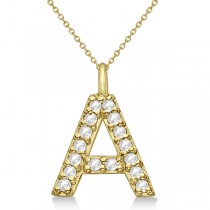 Customized Block-Letter Pave Diamond Initial Pendant in 14k Yellow Gold
