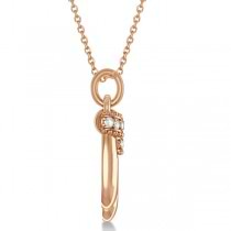 Mittens Pendant Necklace Diamond Accented 14k Pink Gold (0.06ct)