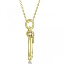 Mittens Pendant Necklace Diamond Accented 14k Yellow Gold (0.06ct)