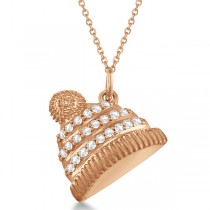 Diamond Winter Hat Pendant Necklace 14k Rose Gold (0.12ct)