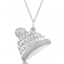 Diamond Winter Hat Pendant Necklace 14k White Gold (0.12ct)