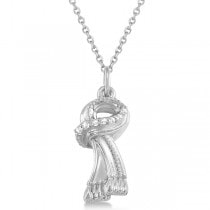 Scarf Necklace Pendant Diamond Accented 14k White Gold (0.04ct)