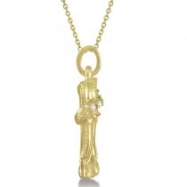 Scarf Necklace Pendant Diamond Accented 14k Yellow Gold (0.04ct)