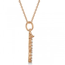Snowman Diamond Necklace Pendant 14k Rose Gold (0.13ct)