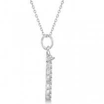 Snowman Diamond Necklace Pendant 14k White Gold (0.13ct)