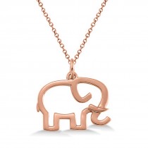 Elephant Shaped Pendant Necklace Plain Metal 14k Rose Gold