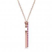 Double Open Heart Diamond & Pink Sapphire Pendant 14k Rose Gold (0.66ct)