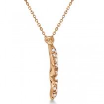 Diamond Butterfly Pendant Necklace 14k Rose Gold (0.21ctw)