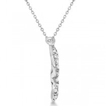 Diamond Butterfly Pendant Necklace 14k White Gold (0.21ctw)