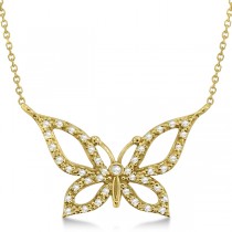 Diamond Butterfly Pendant Necklace 14k Yellow Gold (0.21ctw)