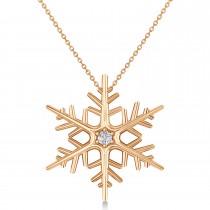 Diamond Wintertime Snowflake Pendant Necklace 14k Rose Gold (0.04ct)