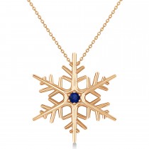 Blue Sapphire Winter Snowflake Pendant Necklace 14k Rose Gold (0.04ct)