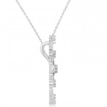 Diamond Snowflake & Flower Pendant Necklace 14k White Gold (0.07ct)