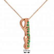 Emerald Trinity Celtic Knot Pendant Necklace 14k Rose Gold (0.45ct)