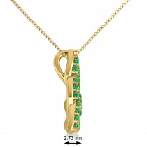 Emerald Trinity Celtic Knot Pendant Necklace 14k Yellow Gold (0.45ct)