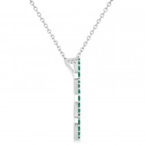 Emerald Clover Pendant Necklace 14K White Gold (0.40ct)