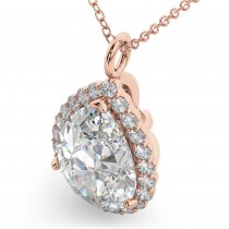 Halo Moissanite & Diamond Pear Shaped Pendant Necklace 14k Rose Gold (5.44ct)