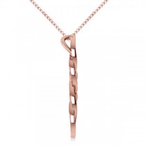 Vertical Double Infinity Pendant Necklace Plain Metal 14k Rose Gold