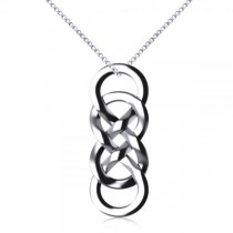 Vertical Double Infinity Pendant Necklace Plain Metal 14k White Gold