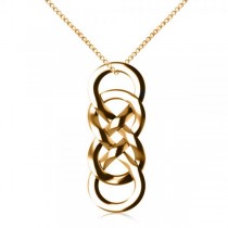 Vertical Double Infinity Pendant Necklace Plain Metal 14k Yellow Gold