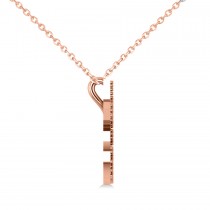 Ohm Sign Diamond Pendant Necklace 14k Rose Gold (0.34ct)