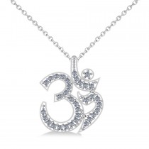 Ohm Sign Diamond Pendant Necklace 14k White Gold (0.34ct)