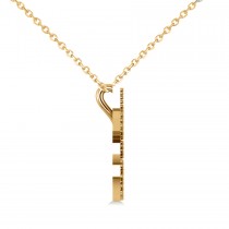 Ohm Sign Diamond Pendant Necklace 14k Yellow Gold (0.34ct)
