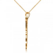 Diamond Accented Feather Pendant Necklace in 14k Yellow Gold (0.10ct)