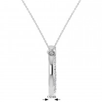 Petite Diamond Peace Sign Charm Pendant Necklace 14K White Gold (0.14ct)