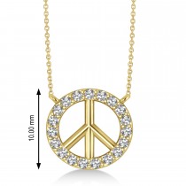 Petite Diamond Peace Sign Charm Pendant Necklace 14K Yellow Gold (0.14ct)