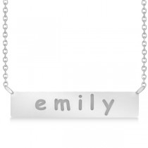 Personalized Engraved Name Necklace Bar Pendant 14k White Gold